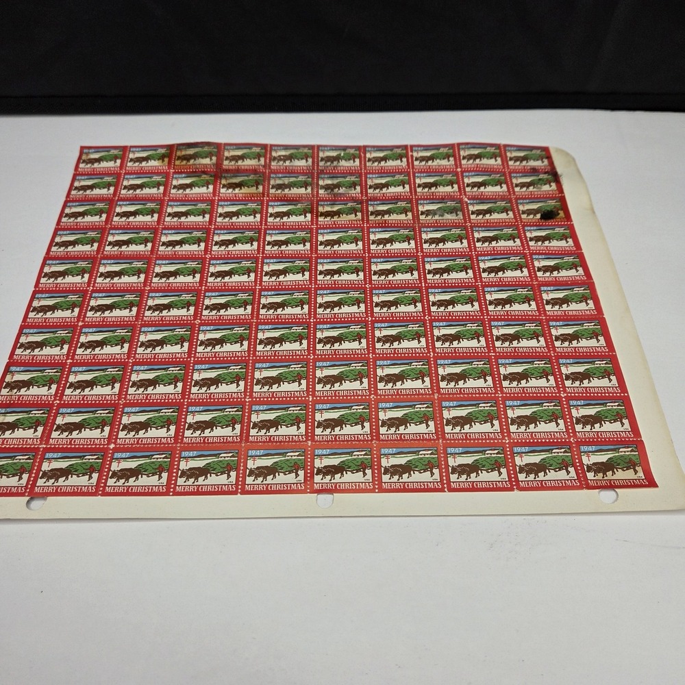 Vintage 1946–1947 Christmas Seal Stamp Sheets Full Sheets Ephemera Lot